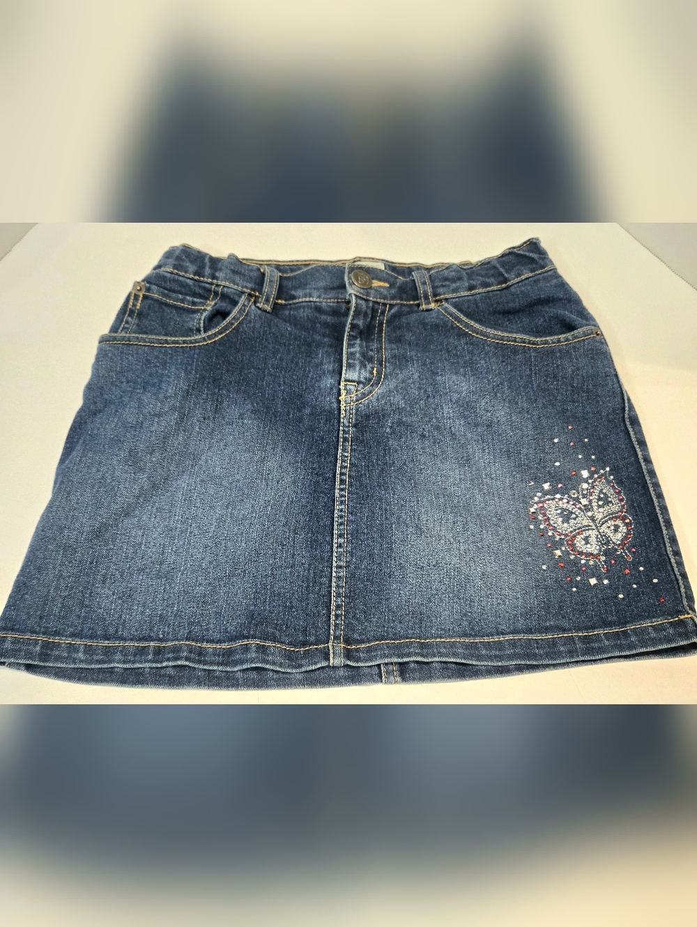The Children's Place Dark Blue Denim Skirt With Built-In Shorts